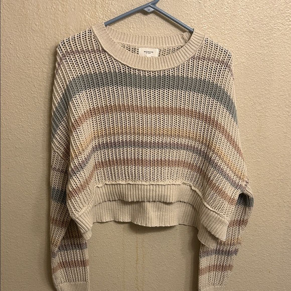 Weekend Women Open Knit Multicolor Striped Cropped Sweater Size Extra Small - Picture 1 of 3